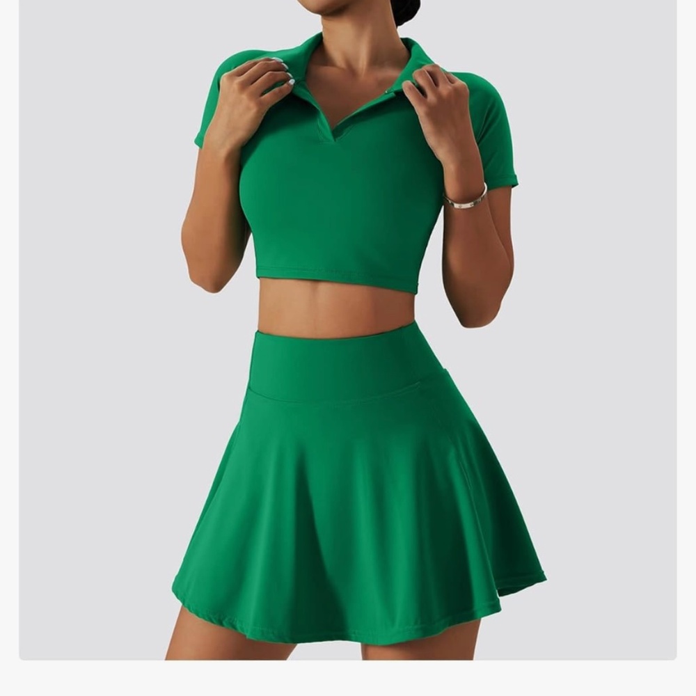 2 Piece Tennis Dress for Women High Waist Pleated Tennis Skirt with Shorts Short